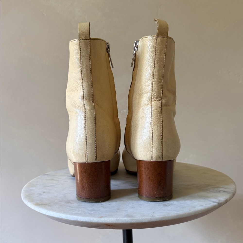 Isabel Marant Cream Leather Ankle Booties - Picture 5 of 5
